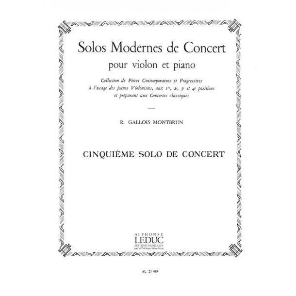 Raymond Gallois-Montbrun: Solos modernes de Concert No.5 (Violin & Piano)