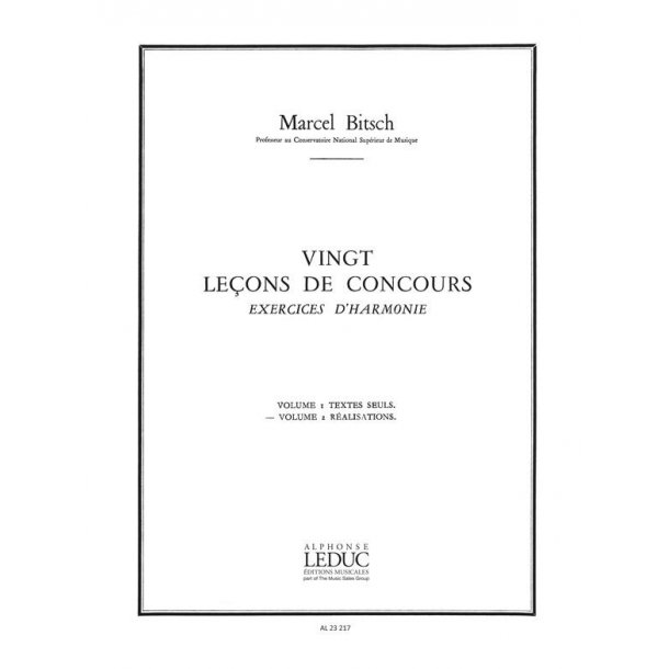 Bitsch 20 Lecons De Concours Exercices D'harmonie Livre Du Maitre Bk
