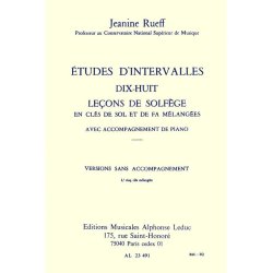 Rueff Etudes D'intervalles 18 Lecons De Solfege 5 Cles B Sans Acc Bk