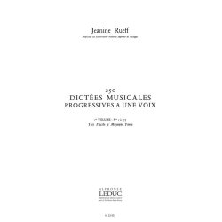 Rueff 250 Dictees Musicales Progr. A Une Voix Volume 1 1 A 175 Bk