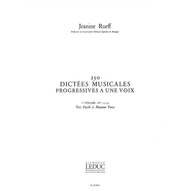 Rueff 250 Dictees Musicales Progr. A Une Voix Volume 1 1 A 175 Bk
