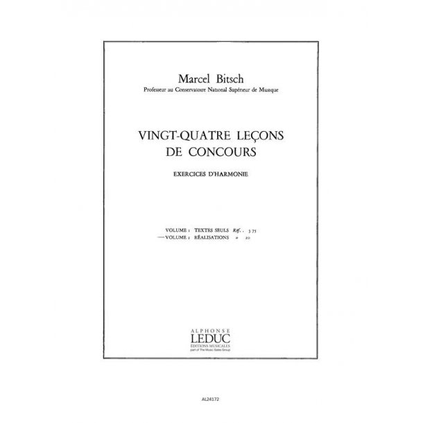 Bitsch 24 Lecons De Concours Exercices D'harmonie Realisations Book