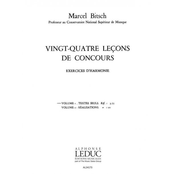 Bitsch 24 Lecons De Concours Exercices D'harmonie Textes Book