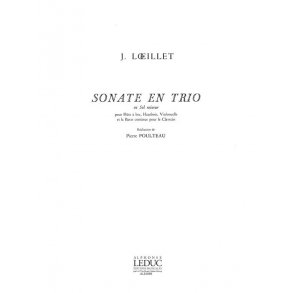 Loeillet Trio Sonata In G Minor Op 1 No 3 Recorder Oboe & Cello Book