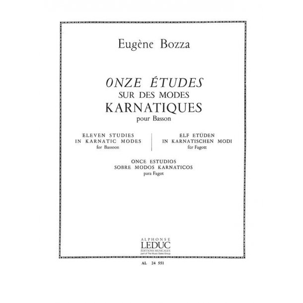 Eug&egrave;ne Bozza: 11 Etudes sur des M&ocirc;des karnatiques (Bassoon solo)