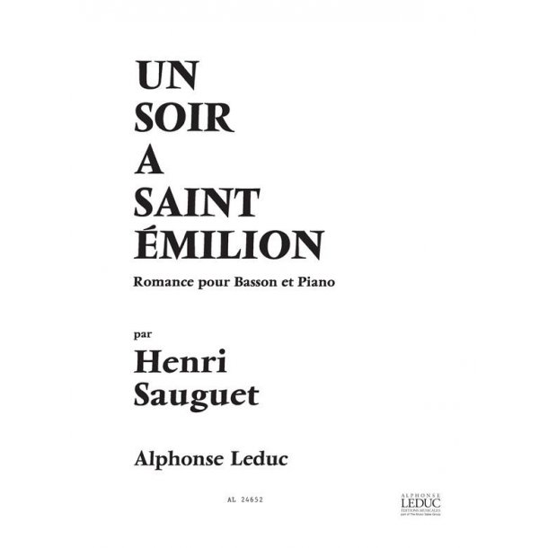 Henri-Pierre Sauguet: Un Soir &agrave; Saint-Emillion (Bassoon & Piano)