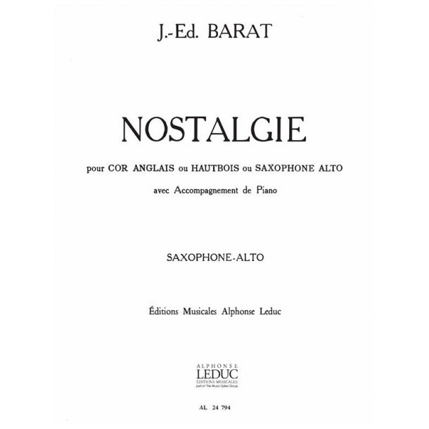 Jacques Ed. Barat: Nostalgie (Saxophone-Alto & Piano)
