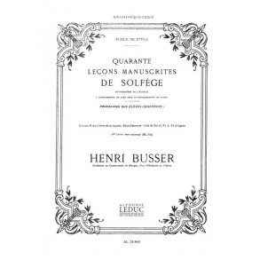 Busser Lecons Manuscrites De Solfege Vol2 B Sans Acc Bl532 Male Vce Bk