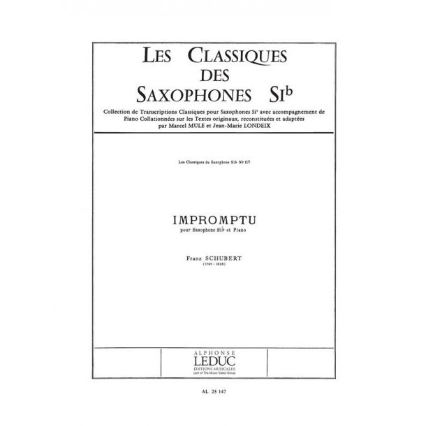 Franz Peter Schubert: Impromptu (Classiques No.117) (Saxophone-Tenor & Piano)