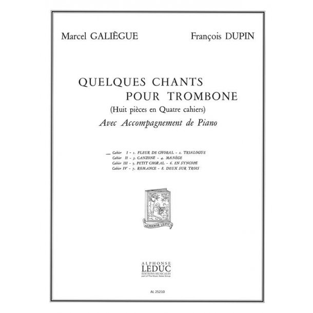 Galiegue Quelques Chants Vol 1 Fleur De Choral Trialogue Tbn &amp; Pf Bk