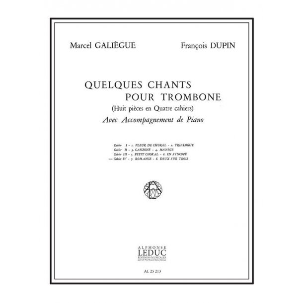 Galiegue Quelques Chants Vol 4 Romance 2 Or 3 Trombones &amp; Piano Book