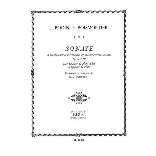 Joseph Bodin de Boismortier: Sonate Op.34, No.3 en 4 Parties... (Flutes 4)