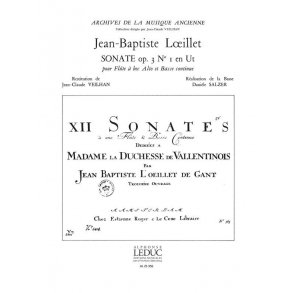 Loeillet Sonata In C Op 3 No 1 Treble Recorder & Basso Continuo Book