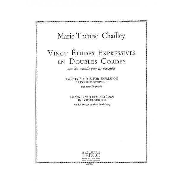 Marie-Th&eacute;r&egrave;se Chailley: 20 Etudes expressives en double Cordes (Viola solo)