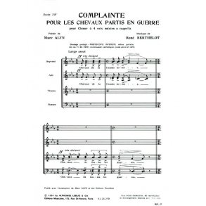 René Berthelot: Complainte pour les Chevaux partis en Guerre (Choral-Mixed a cappella)