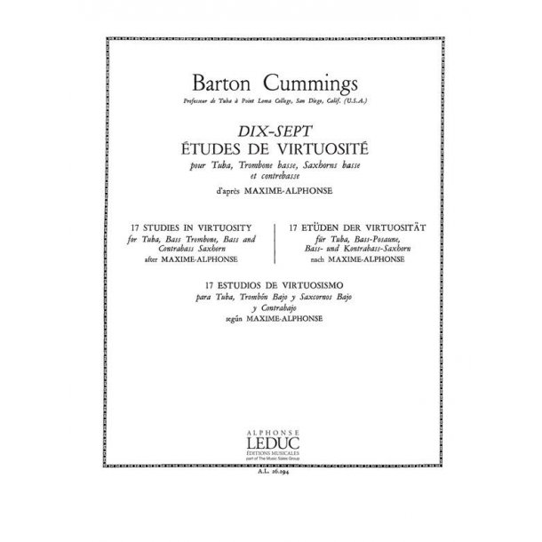 Barton Cummings: 17 Etudes de Virtuosit&eacute; (Trombone-Bass solo)