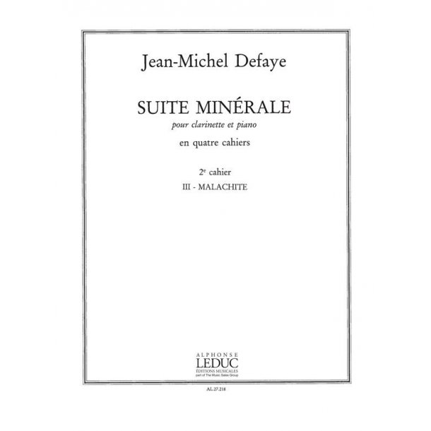 Jean Michel Defaye: Suite min&eacute;rale Vol.2 (Clarinet & Piano)