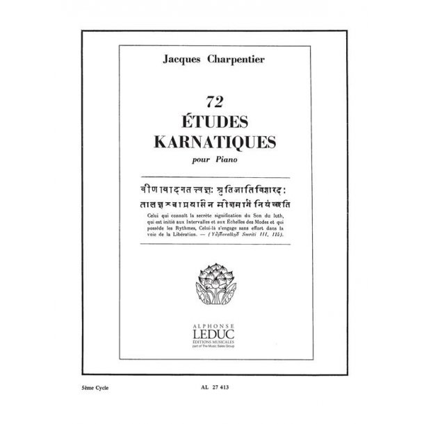 Jacques Charpentier: 72 Etudes karnatiques - 5e Cycle (Piano solo)