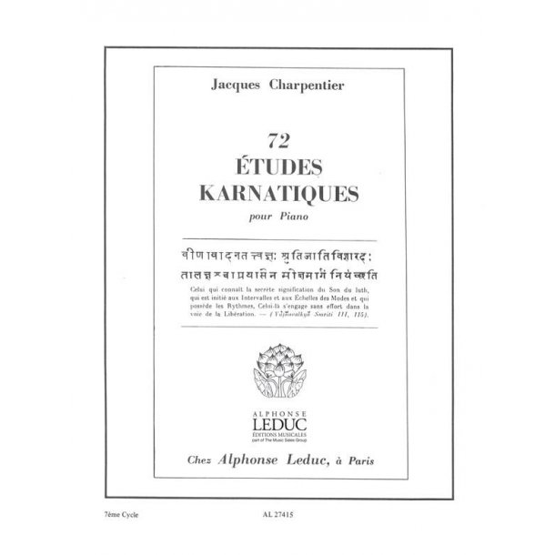 Jacques Charpentier: 72 Etudes karnatiques - 7e Cycle (Piano solo)
