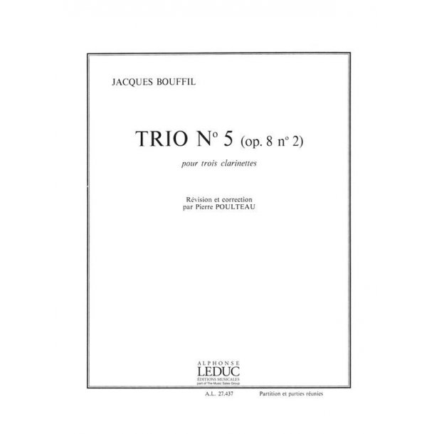 Bouffil Poulteau Trio No.5 Op.8 No.2 3 Clarinets Score/Parts