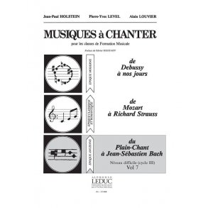 Holstein Level Musiques A Chanter 3 Niveau Diff Vol 7 Plain Chant Bach
