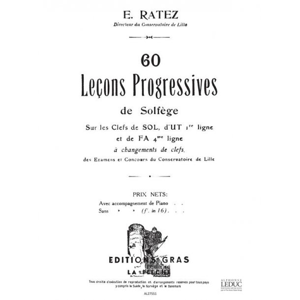 Ratez 60 Lecons Progressives De Solfege 3 Cles Avec Acc Book