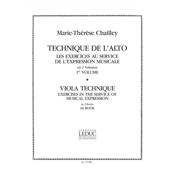 Marie-Th&eacute;r&egrave;se Chailley: Technique de l'Alto Vol.1 (Viola solo)