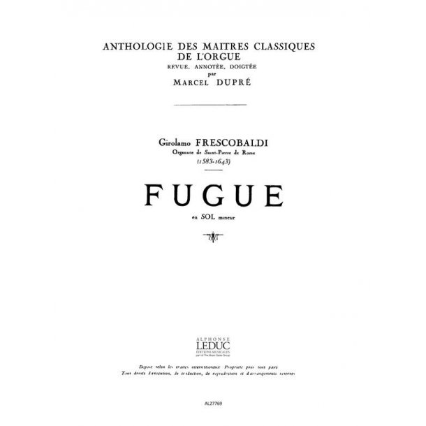 Girolamo Frescobaldi: Fugue in G minor (Ma&icirc;tres classiques No.16) (Organ)