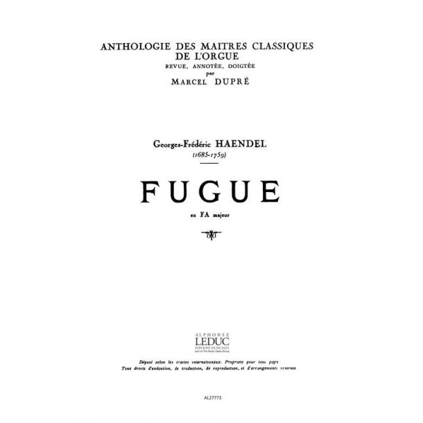 Georg Friedrich Handel: Fugue in F major (Ma&icirc;tres classiques No.20) (Organ)