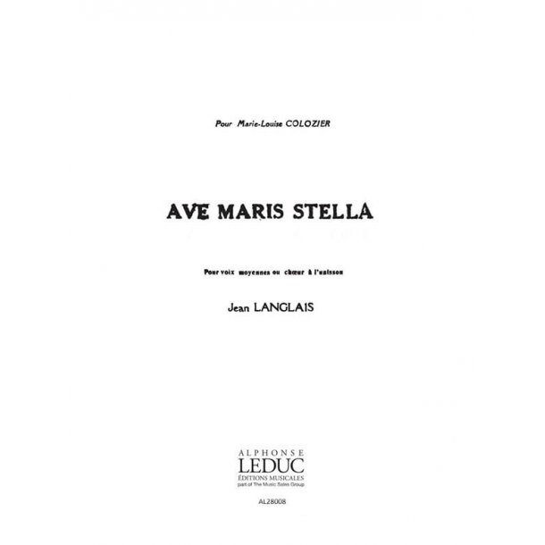 Langlais 3 Prieres No.2 Ave Maris Stella Voice A Cappella Choral
