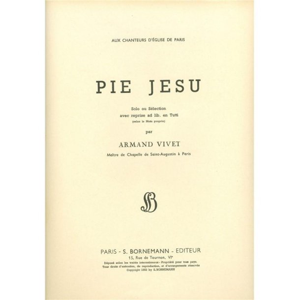 Vivet Pie Jesu Choir & Organ Book