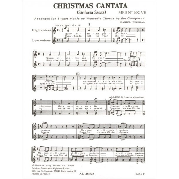 Daniel Pinkham: Christmas Cantata (Choral-Female accompanied)