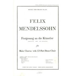 Mendelssohn Arnold Sokol Festgesang An Die Kunstler Choral Score