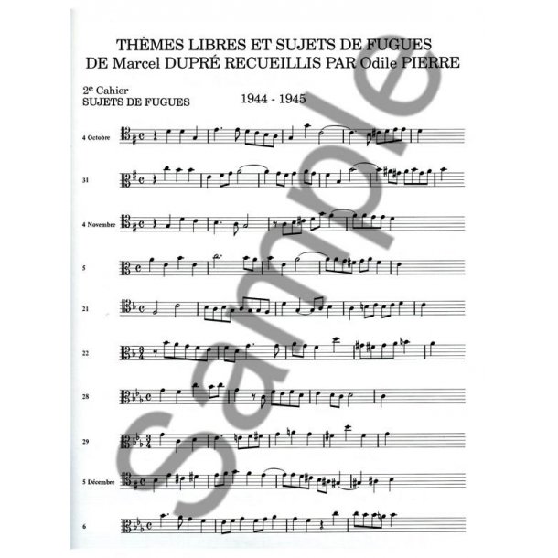 Marcel Dupr&eacute;: Th&egrave;mes libres et Sujets de Fugues Vol.2: Sujets de Fugues (Organ)