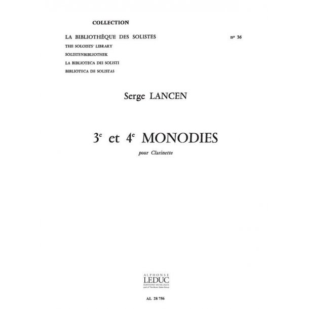 Lancen 3eme Et 4eme Monoties Lm036 Clarinet In B Flat Book