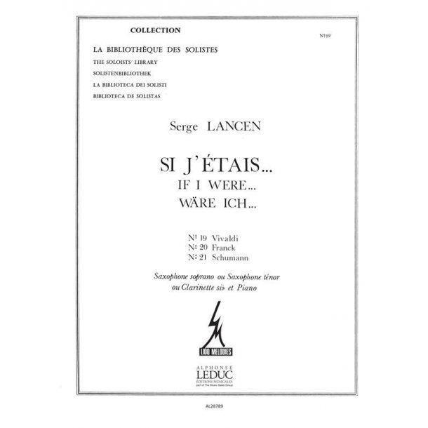Lancen Si J'etais 19 Vivaldi 20 Franck 21 Schumann Clt Or Sax & Pf Bk
