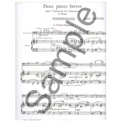 Ameller 2 Pieces Breves Lm076 Cello Or Double Bass &amp; Piano Book