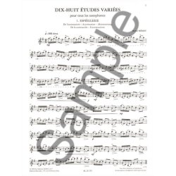 Michel M&eacute;riot: 18 Etudes vari&eacute;es (Saxophone solo)