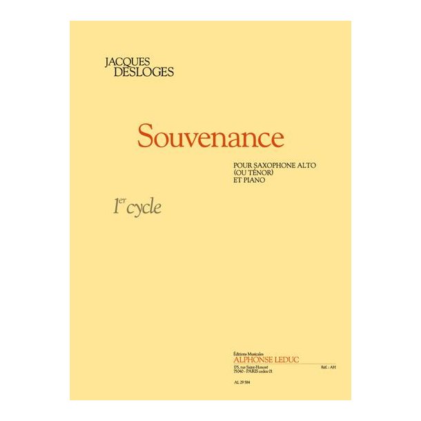 J. Desloges: Souvenance (Saxophone-Alto & Piano)