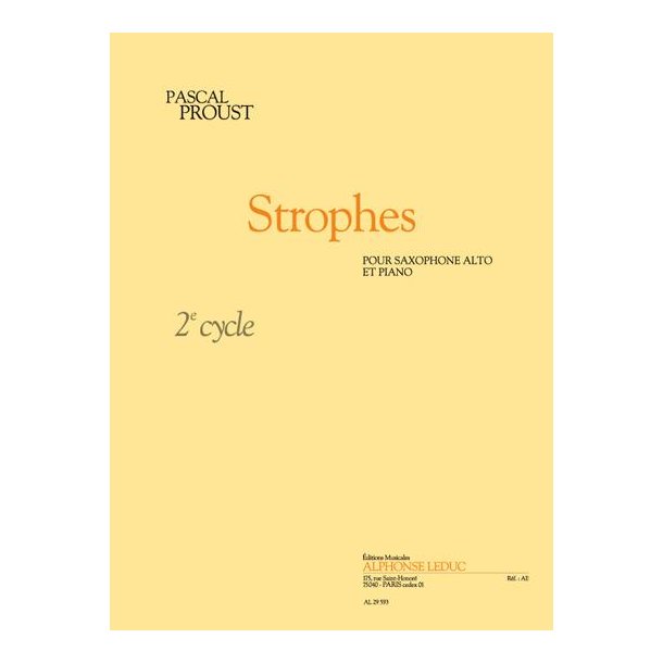 Pascal Proust: Strophes (alto) (Saxophone-Alto & Piano)