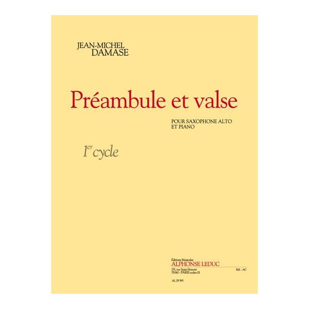 Jean-Michel Damase: Pr&eacute;ambule et Valse (alto) (Saxophone-Alto & Piano)