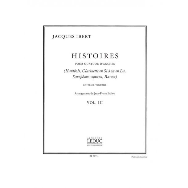 Ibert Ballon Ibert Histoires Vol.3 7e Woodwind Quartet Book