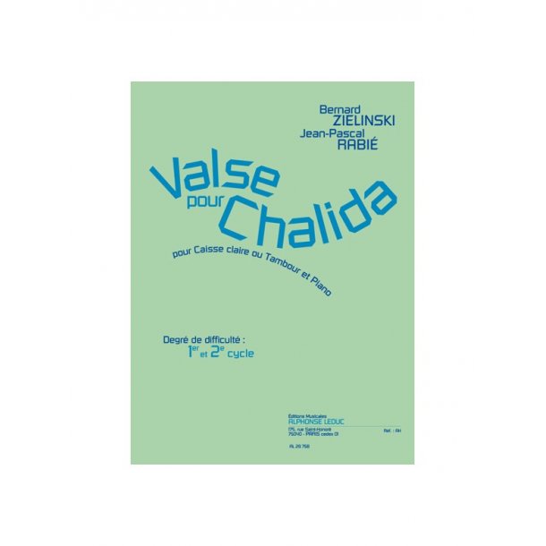 Rabie: Valse pour chalida pour caisse claire ou tambour et piano