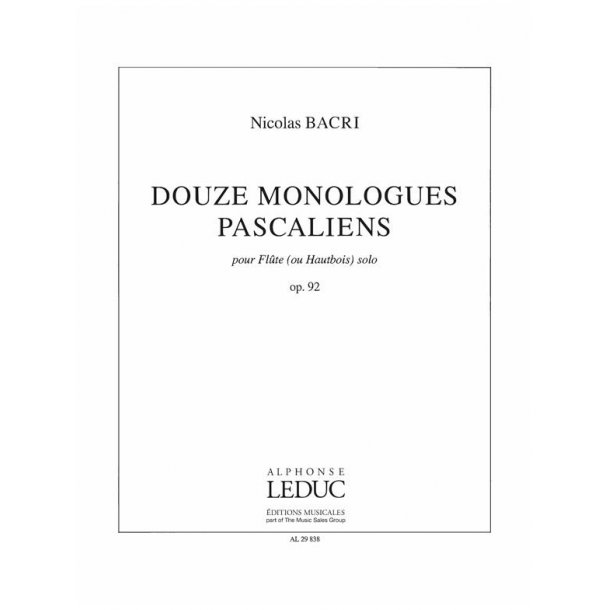 Monologues Pascaliens 12 Op 92 Fl (Or Ob) Solo