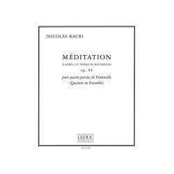 Bacri Meditation D'apres Un Theme De Beethoven Op.94 4 Cellos Book