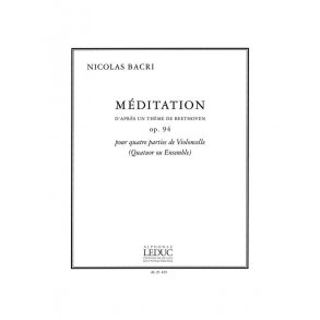 Bacri Meditation D'apres Un Theme De Beethoven Op.94 4 Cellos Book