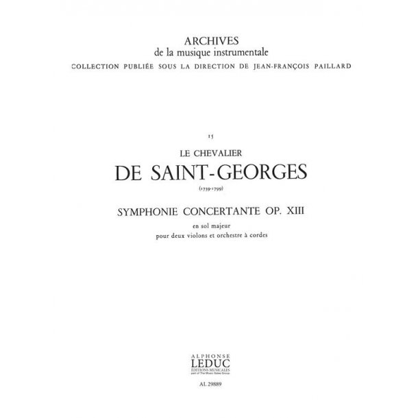 Joseph Boulogne Chevalier de St-Georges: Symphonie concertante in G major (Violins & Orchestra)