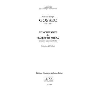 Gossec Concertante Du Ballet De Mirza 2 Harps & Orchestra Score/Parts