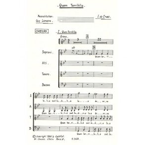 Croes/Lemaire Quam Terribilia Satb A Cappella Choral
