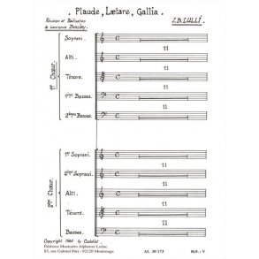 Lully Boulay Plaude Laetare Gallia Satbb & Ssatb A Cappella Choral